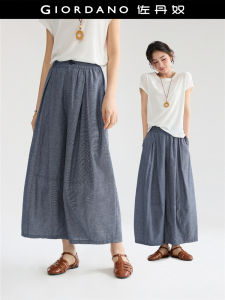Designer Giordano Casual Pants Womens Cotton Linen Half Elastic Waist Thin Nine Points Lantern Pants Summer 2025 Fashion