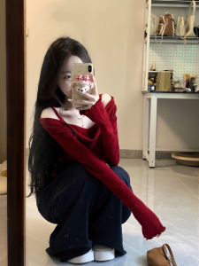 Ruffle Tricolor Gradientshoulderbodice Glued PatternWomens T-shirt Shoulderboden Korean Style Commuter Wind Midthorn Long Sleeve Pure Color