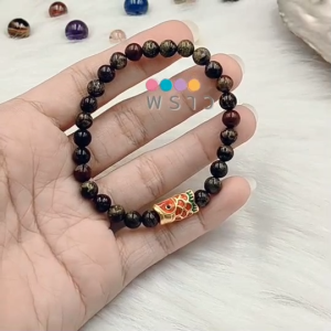 “พราว” สร้อยข้อมือ หินเลือดมังกร (Dragon Blood Jasper) 🤎🤎 ขนาดหิน 6 มิล + ชาร์มปลาคาร์ฟ (โลหะชุบ) ขนาดยาว 1.5 ซม. เสริมความมั่งคั่งและความโชคดี 🍀