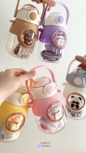 Botol Minum PP BPA Free Besar Motif Lucu Dengan Strap dan Handle / Botol Minum Anak Motif Lucu