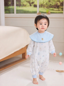 Purcotton | Cotton Drool Bibs Attached Onesie SpringSummer