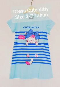 Dress Anak Perempuan Cute Kitty Size 2-10 Thn / COD / Baju Anak / Dress Murah