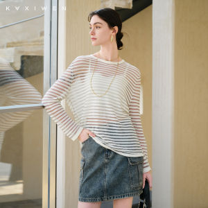 Casual Style Long Sleeve round Neck Striped T-Shirt Loose Fit Base Layer Shirt Spring New Arrival Qiaoxin Womens Fashion