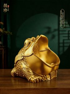 WEIZHEN | Money Attracting Open-mouthed Golden Toad Statue Pure Brass