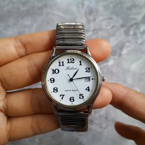 Đồng hồ nữ Falcon Q&Q dây chun có lịch second hand si nhật- đã qua sử dụng