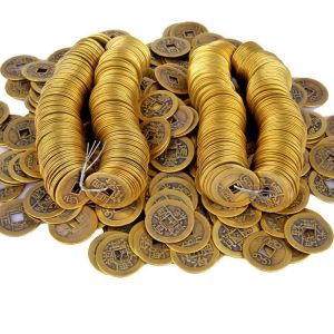 Pure Copper Ancient Chinese Coin Wealth Attraction Good Luck Decorative Hanging Piece Traditional Style Home Decoration