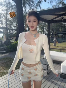 Áo Len Cardigan Ren in Họa Tiết Mùa Hè Cho Nữ Cỡ Lớn Áo Ba Lỗ Dài Tay Quần Short Ôm Vừa Vặn Thời Trang Công Sở Thường Ngày