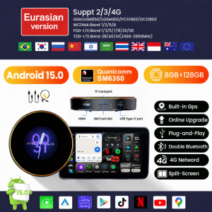 Android 17 AI Box SM6350 5G LTE Wireless CarPlay Android Auto Adapter Built-in GPS Support Netflix YouTube For VW Hyundai BYD