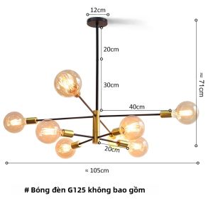 YnL | Đèn Chùm LED Hiện Đại Phong Cách Bắc Âu Màu Đen Vàng Bóng E27 Dùng Cho Phòng Ngủ Phòng Khách Đèn Trần Trong Nhà Thân Đèn Bằng Nhôm Có Thể Điều Chỉnh Độ Sáng