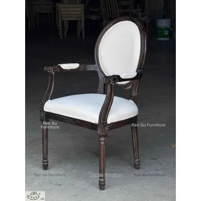 Vintage Style Solid Wood Dining Chair with Armrests