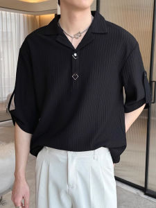 Cool Mens Polo Shirt Ice Silk Short Sleeve T-Shirt Fashionable Brand Youth Pop Standard Fit Anti-Wrinkle Polyester Blend Summer Top