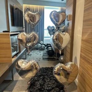 Bộ 1050 Bóng Bay Đen & Bạc Kèm Banner Chúc Mừng Sinh Nhật Màu Bạc Dùng Trang Trí Tiệc Bóng Bay Latex Cho Trẻ Em Và Người Lớn