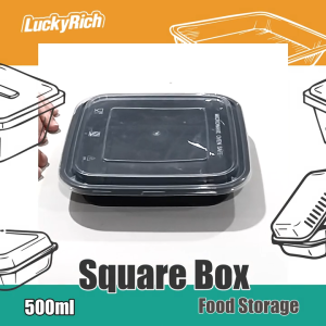 LuckyRich - Square Box - Food Storage 100pcs 500ml with LID Cover for Food Container needs