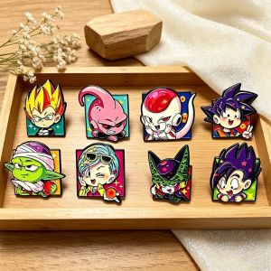 Bandai | 8pcs Cartoon Anime Dragon Ball Anime Lapel Pins Cute Manga Merchandise Badges Adorable Dragon Ball Goku Vegeta Character Brooche