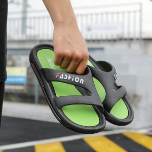 Large Size Slip-On Summer Shoes High Arch Thick Bottom Home Bath Slippers Anti-Slip Beach Sandals Korean Style Flat Slippers