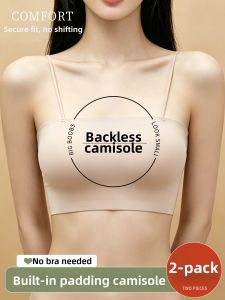 YUNASHA | Fine Strap Invisible Bra Back Heart Shaper Padded Top One-piece Camisole