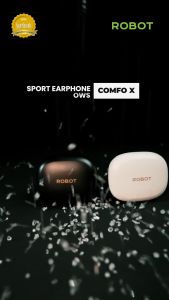 ROBOT Comfo X Earphone Bluetooth 5.4 Bass Super AI+ENC Jernih Baterai 58 Jam - Garansi 1 Tahun