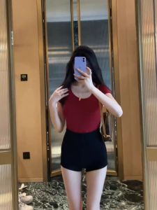 Màu Đen Phù Hợp Ngắn Quần Nữ Ngoài Trời Mùa Hè Gợi Cảm Siêu Ngắn Co Giãn Cao Vòng Eo Thon Gọn American Hot Quần Bó Ôm Sát Nhiệt Quần Short Quần Đùi