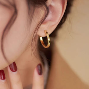S925 Sterling Silver Simple Style Elegant Womens Hoop Earrings