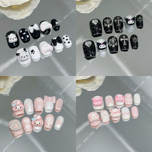 Handmade Wearable Nail Art Stickers Sweet Cool Sanrio Design Long And Short Styles Bright Color Trendy Nail Tips for Autumn Winter
