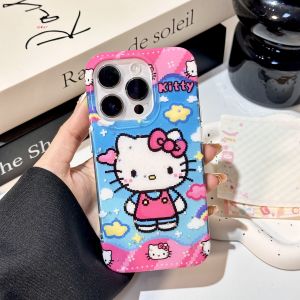 Cute Cartoon KT Kitty Cat Phone Case for Apple 16Promax iPhone 17pro New Model 17 Small 14pro Silicone 13 Anti-Fall 16pro Girl Heart 15 Creative Full Cover Women