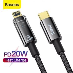 Dây sạc nhanh iphone 20w tự ngắt khi đầy pin Baseus - Cáp sạc type c to lightning bọc dù ip 11 12 13 14 promax