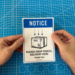 Notice Please Drop Parcel Delivery Here Thank You. Sign Label Notice Signage. Laminated Waterproof Scratch Resistant. Suitable for Indoor and Outdoor.