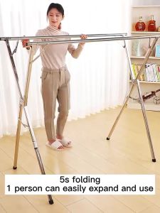 Drying rack Stainless steel folding hanger 160CM/200cm/240CM foldable clothes clothes rack indoor double pole for Indoor and Outdoor