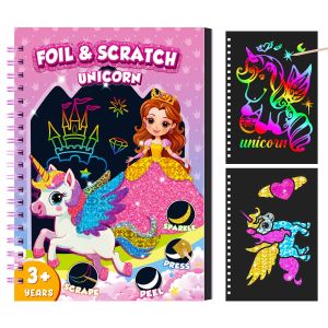 Foil Fun Scratch Painting Kit for Kids Montessori Educational Drawing Toys DIY Creative Art & Craft Activity for Girls Gifts