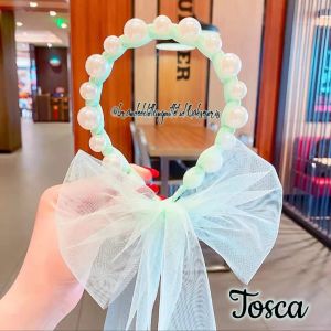 BANDO MUTIARA TALI KEPANG IMPORT PREMIUM / BANDO MUTIARA PITA TILE KOREAN STYLE / BANDANA KOREA DEWASA ANAK KEKINIAN / PEARL RIBBON HEADBAND / SQ6867