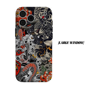 BILIBILI | Tiger Dragon Tattoo Phone Case for iPhone 18 17 16 15 14 13 12 11 Air Pro Max Plus Double-layer Cover