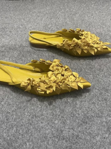 Elegant French Style Knot Low Heel Pointed Toe Flat Top Sandals Womens Fashionable Versatile Single Shoes Summer Collection