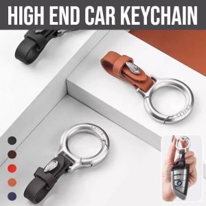 High End Car Keychain Waist Hang Anti Lost Keychain Leather Keychain Safety Hook
