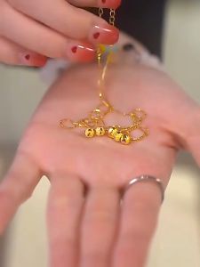 Five Blessing Transfer Beads Shiny Box Clavicle Chain Korean Fashion Jewelry Luckily Bead Necklace Gold Heart Pendant