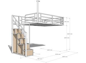 Customize loft bed with wooden base