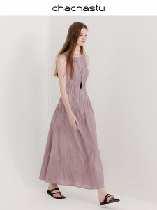 CHACHASTU | Đầm Hè Dây Rút Eo Voan Tím Nho 100% Cotton
