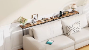 Slim Narrow Side Table with USB Ports Adjustable Height Console Table Sofa Bed Side Table For Living Room Office Hallway