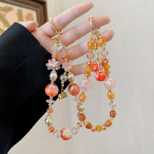 YANJIN Multi-Use Crystal Bead Bracelet with Detachable Pendant | Luxury Short Chain for Phone/Keys/Bag - Ins Style Anti-Loss Accessory