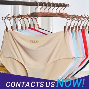 Celana Dalam Wanita Brieff Seamless Mid Waist Bahan Ice Silk Untuk Wanita Celana Dalam Wanita Katun