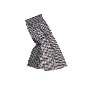 1JINN STUDIO | Vintage Patchwork Ruffled Checked Collar Contrast Colors Loose Dress Shirt