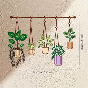 1PC Kim Loại Cây Trang Trí Tường Màu Nâu Treo Ống Màu Xanh Lá Cây & Tím Chậu Hoa Art Deco Dọc Cắm Hoa Sắt