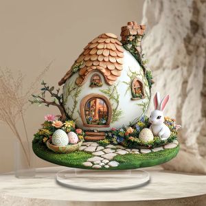 2D Thỏ Phục Sinh Chủ Đề Trang Trí Vật Trang Trí Nhựa Nhà Để Bàn Nhà Bếp Phòng Vườn Cafe Ngày Lễ Tặng Tượng Tác Phẩm Điêu Khắc