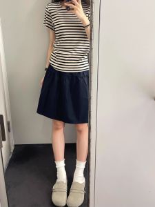 กระโปรงทรงเอเอวสูงป้องกันแสงสะท้อน กระโปรงทรงเอเอวสูงสำหรับผู้หญิง ฤดูใบไม้ร่วง ฤดูหนาว ขนาดใหญ่ กระโปรงทรงเอสำหรับผู้หญิง