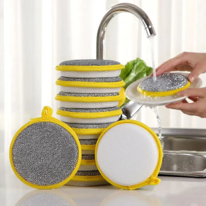 Double-Sided Double-Effect Magic Sponge Scrubber Kitchen Dishwashing Pot Cleaning Cloth Oil-Stain Removal Dishcloth