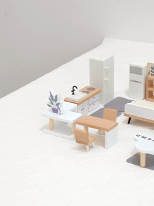 Miniature Doll House Furniture Kit Pretend Play Simulation Mini Kitchen Living Room Accessories