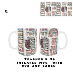 Teachers 3D Inflated Ilusion Effect  w/Gift Box  label Print  | 3D Design Mug NOT EMBOSSED  | High Quality Print