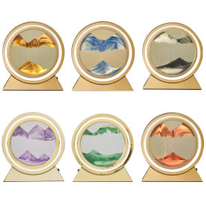 【New Arrival】 10inch Dynamic Hourglass Lamps 3-color Dimming USB 3D Sandglass Atmosphere Lamp Crafts Tabletop Ornament Christmas Gift Holiday Party Decor