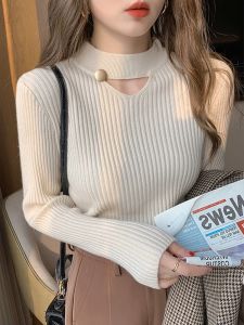 ผู้หญิง Half High ปกเสื้อ เสื้อผ้าถัก สลิมฟิต เสื้อผ้าชั้นในชั้นฐาน ฤดูใบไม้ร่วง ฤดูหนาว เสื้อสเวตเตอร์ มีสไตล์ Top สไตล์เกาหลี Office Commute