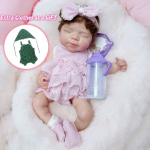 2 Sets Clothes /33cm Close Eyes Pascale Solid Silicone Bebe Reborn Girl Doll With Open Mouth & Painted Skin Newborn Girl Doll