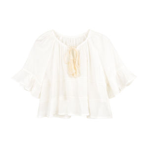 Sweet Tassel Girl Doll Shirt Baby Fashionable Top Summer New Arrival Korean Style Blue XiaoBa Childrens Clothing